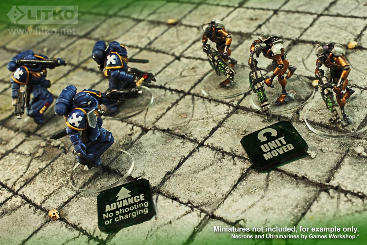 LITKO Warhammer 9th Edition Compatible Game Tokens - 10 Pack Translucent Green (Advance/Moved Markers) for Tabletop Strategy Games | Perfect for Tracking Movement, Rerolls & Modifiers in Warhammer 40K Battles