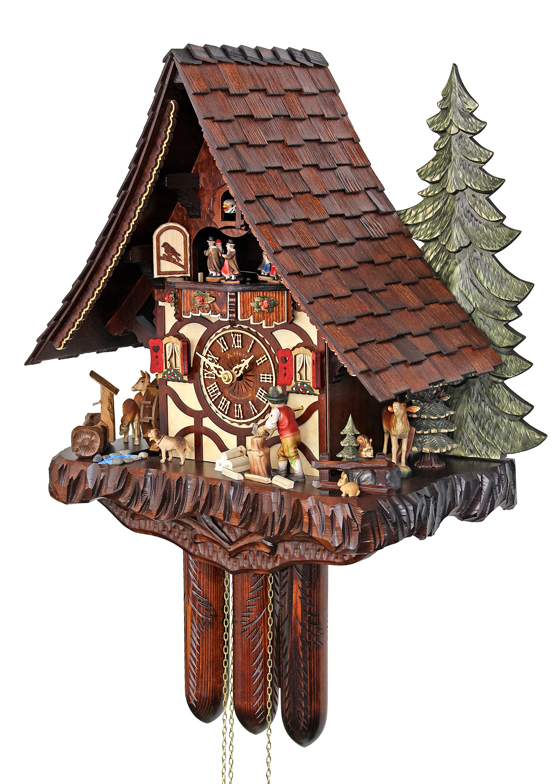 Handcrafted Cuckoo Clock with Woodchopper Hans - Traditional German Black Forest Wall Clock for Home & Office Decor | Perfect for Living Room, Bedroom, or Gift