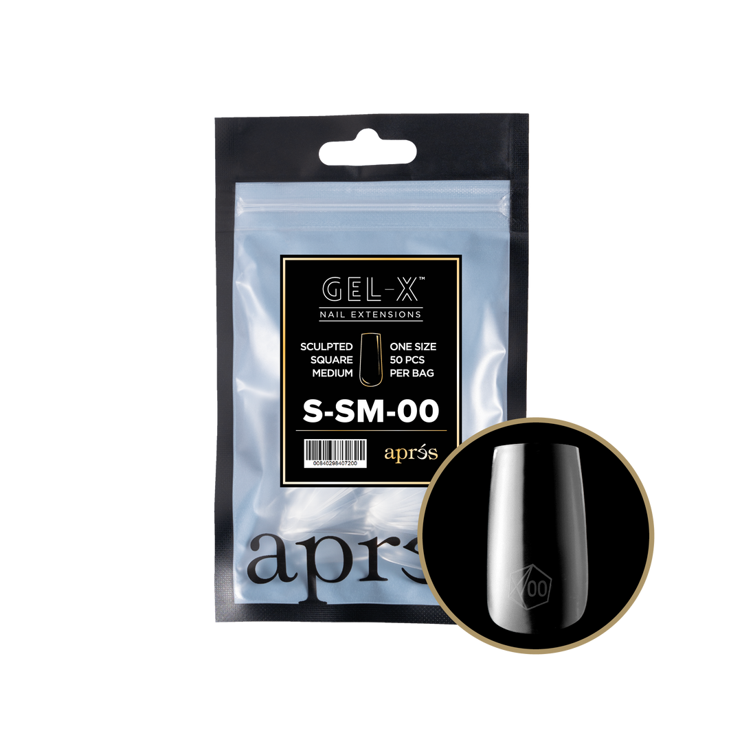 Apres Gel X Extension Sculpted Square Medium Refill #000 9 - Professional Nail Extension Kit for Salon & Home Manicure, Perfect for Special Occasions & Daily Wear