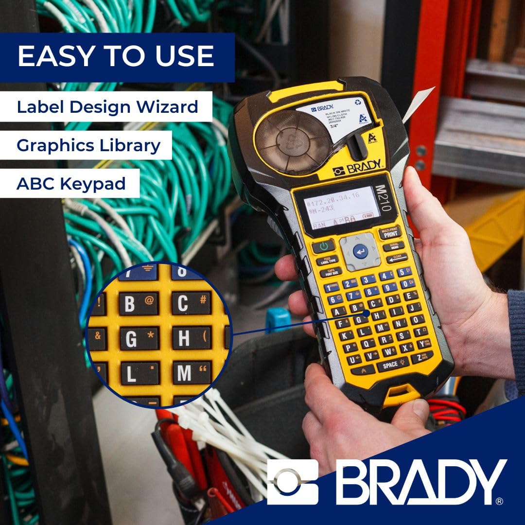 Brady M210 Portable Label Printer - Compact, Wireless Label Maker for Home, Office & Industrial Use | Perfect for Organizing, Shipping & Inventory Management