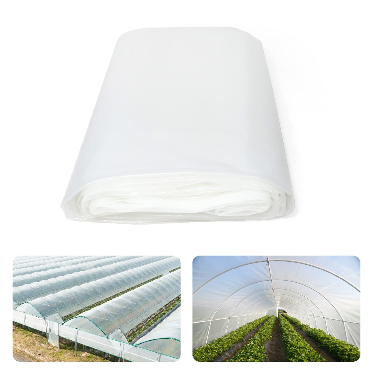 6 mil Clear UV-Resistant Greenhouse Plastic Sheeting - 32' x 50' Polyethylene Film for Hoop House, Horticulture & Farming | 90% Light Transmittance | Durable Cover for Gardening, Agriculture & Plant Protection