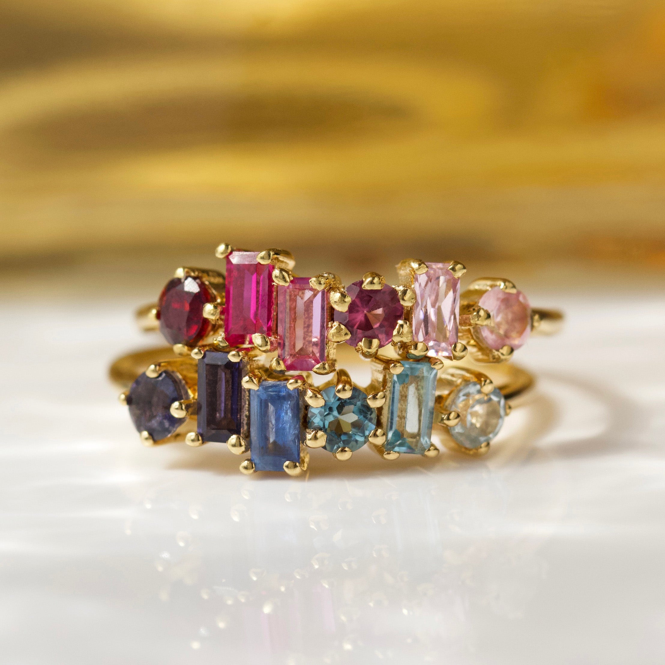 Elegant Pink Ombre Semi-Precious Stone Ring for Women - Perfect for Garden Parties, Weddings & Special Occasions