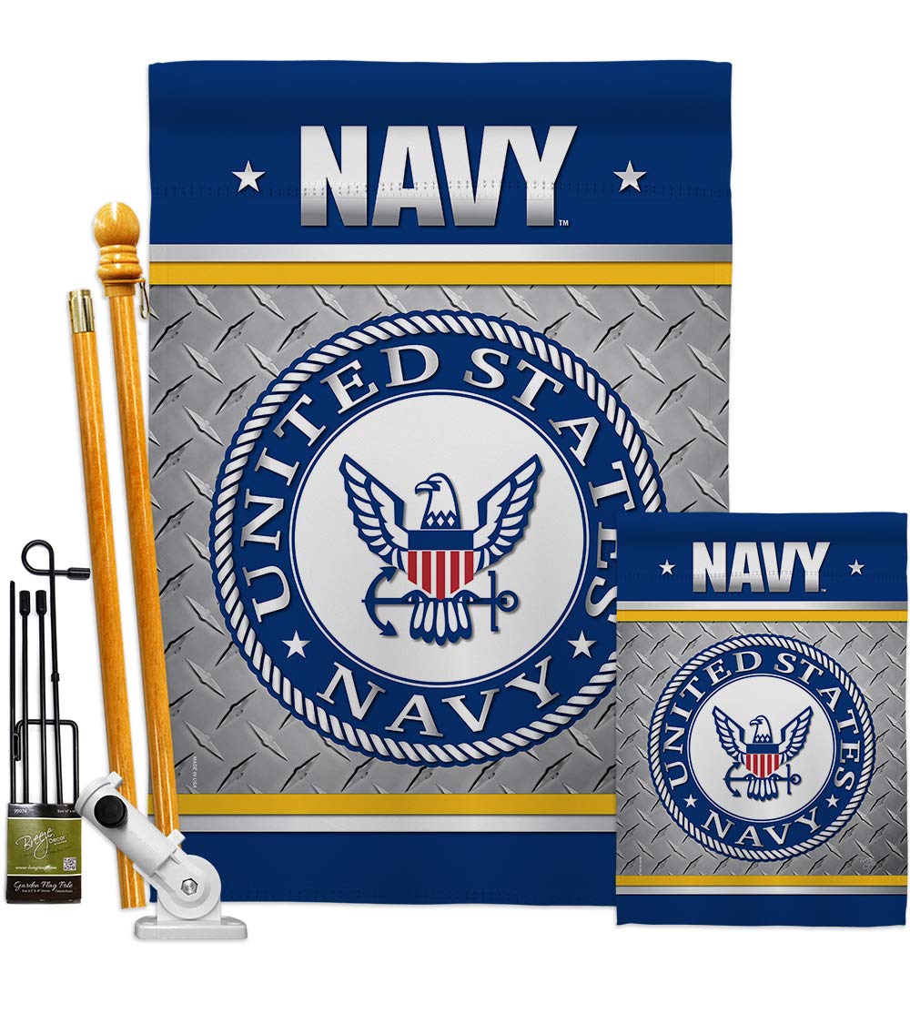 US Navy Seabee Garden Flag Kit - Double-Sided 28x40 Inch Armed Forces Military Veteran Yard Banner - Patriotic Outdoor Decor Made in USA | Perfect for Memorial Day, Veterans Day & Front Yard Displays