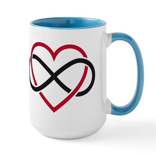 White/Blue Inside - Infinity Heart, Never Ending Love Large Mug