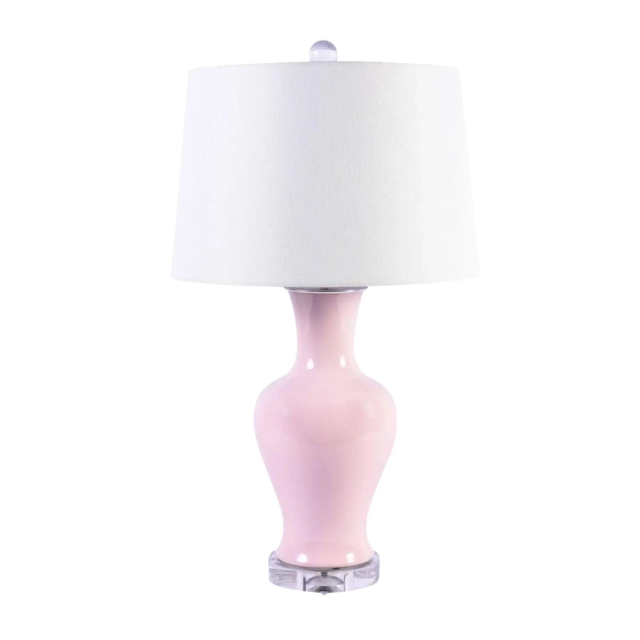 Elegant Blush Pink Porcelain Fishtail Vase Table Lamp with Linen Shade - Home Decor, Living Room, Bedroom Lighting for Modern & Vintage Interiors