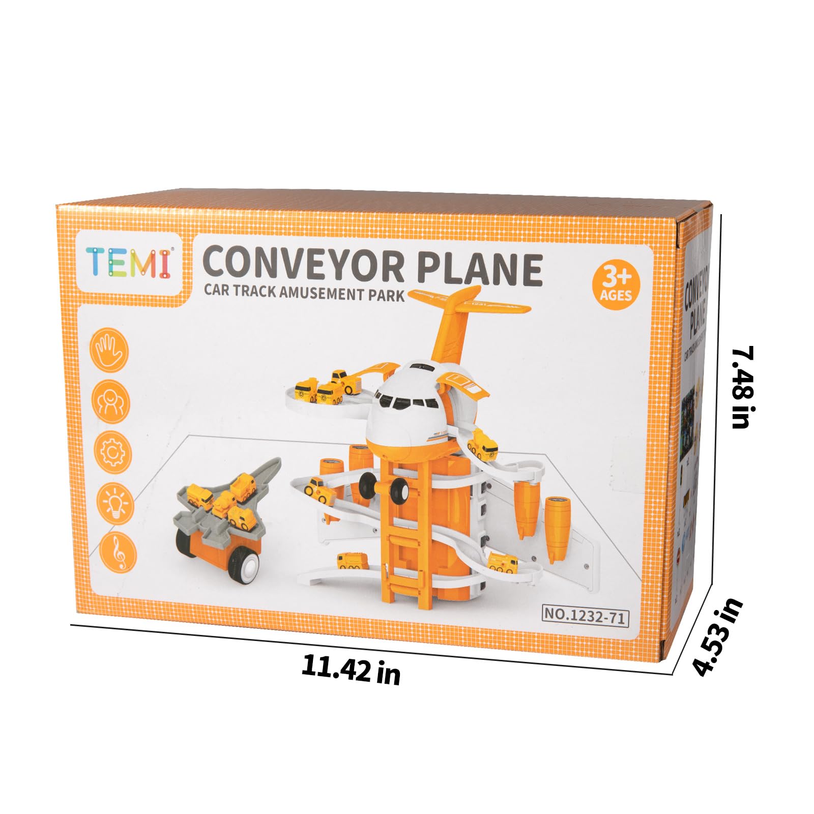 TEMI Kids Airplane & Race Car Toys for Boys 2-6 - 8 Construction Vehicles with Playmat | Birthday Gift for Toddlers | Indoor Play & Adventure Fun