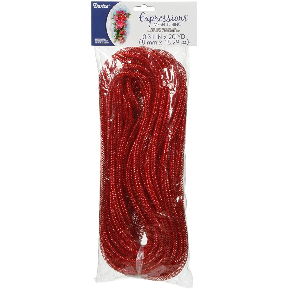 Darice Expressions Mesh Tubing - Red with Red Metallic | Flexible Crafting Material for Jewelry Making, DIY Projects & Home Decor | Perfect for Beading, Scrapbooking & Gift Wrapping