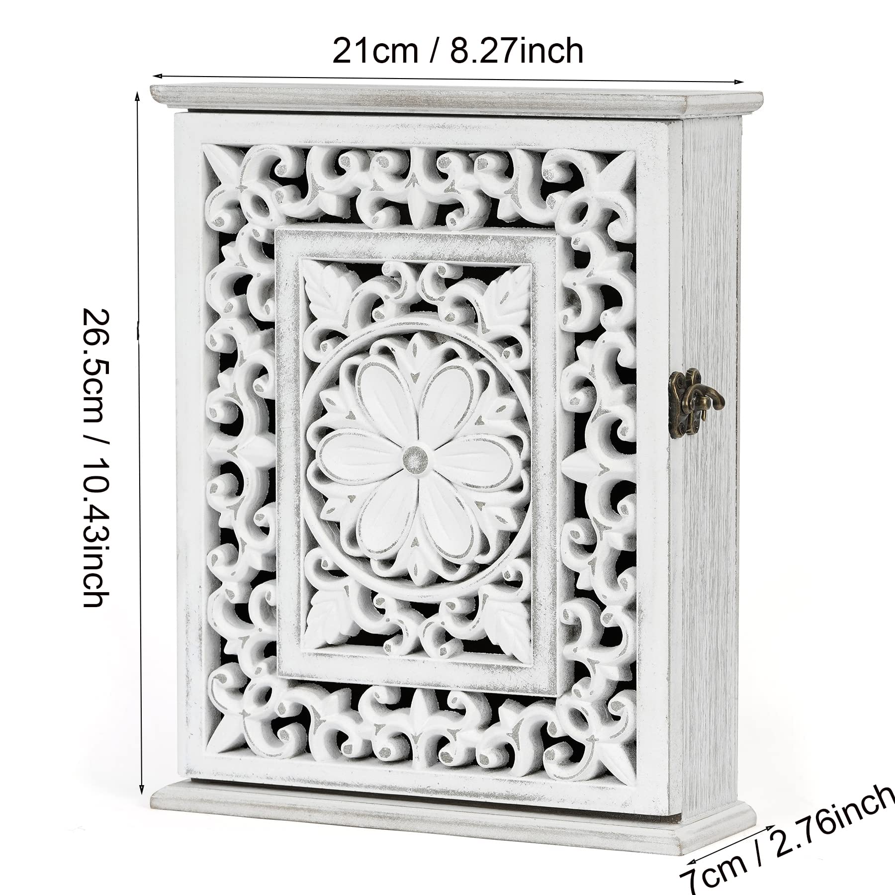 Rustic Wooden Wall Key Holder with 6 Hooks - Key Box & Cabinet Organizer for Home, Office, Entryway, Hallway | Perfect for Bedroom, Living Room & Mudroom Organization