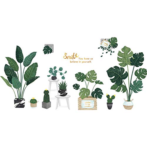 JUSTDOLIFE Artificial Plants Wall Stickers - Removable Wall Decor Set for Home & Room | Self-Adhesive Wall Mural Decal | Perfect for Living Room, Bedroom, Office & Nursery Decor