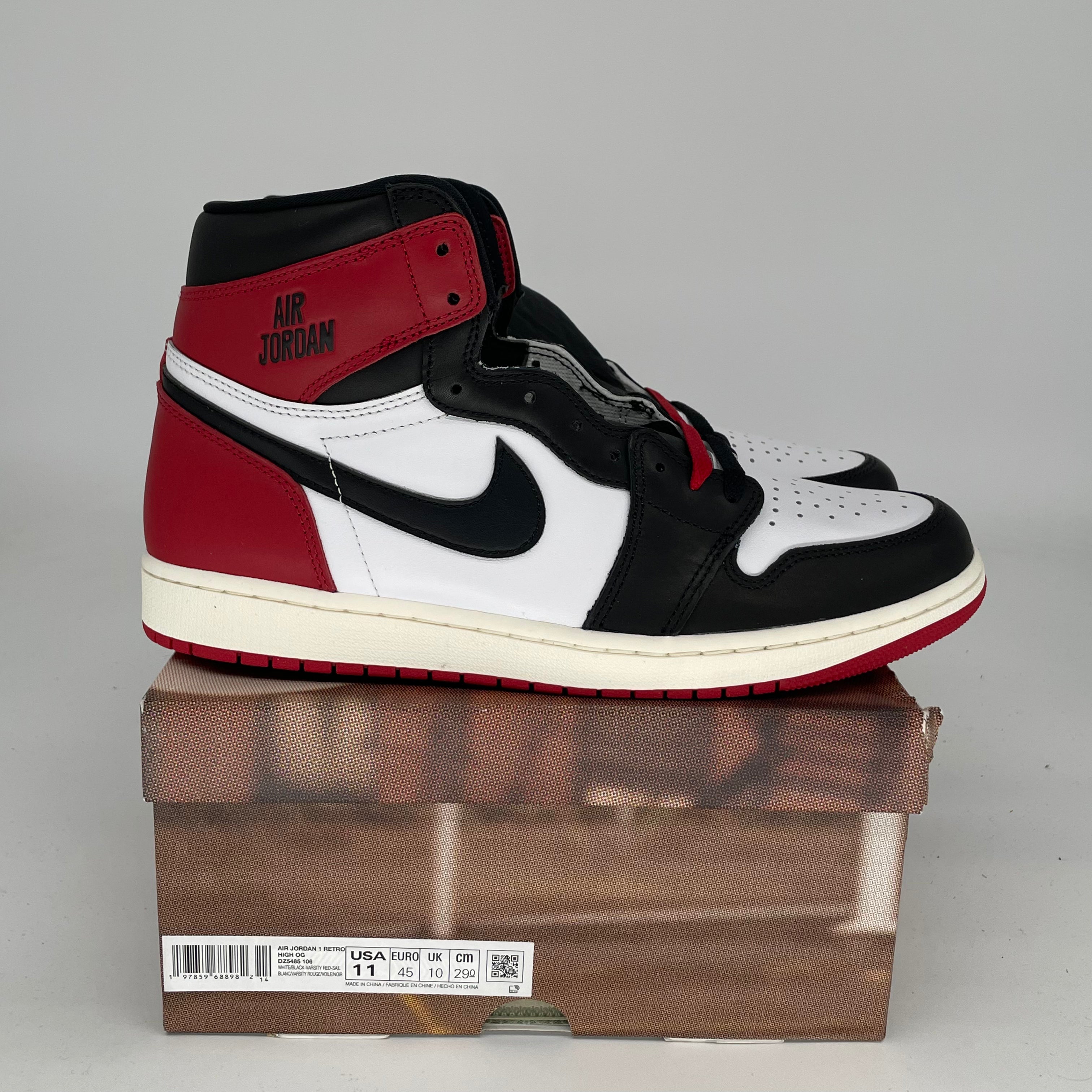 AIR JORDAN 1 Black Toe Reimagined Sneakers - Men's Size 11 (DZ5485-106) | Retro High-Top Basketball Shoes for Streetwear & Casual Outfits