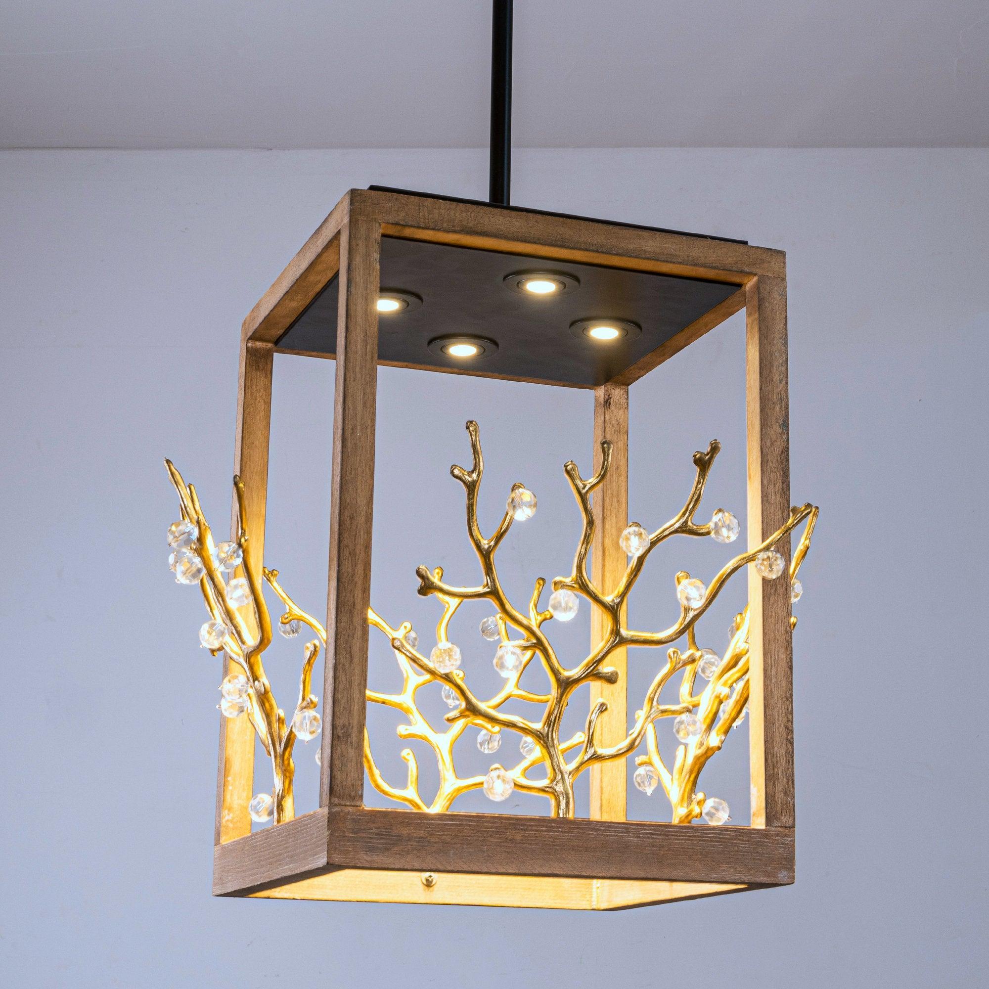 Modern 4-Light Branch Chandelier - Elegant Pendant Lighting Fixture for Dining Room, Living Room, or Bedroom Ceiling Decor