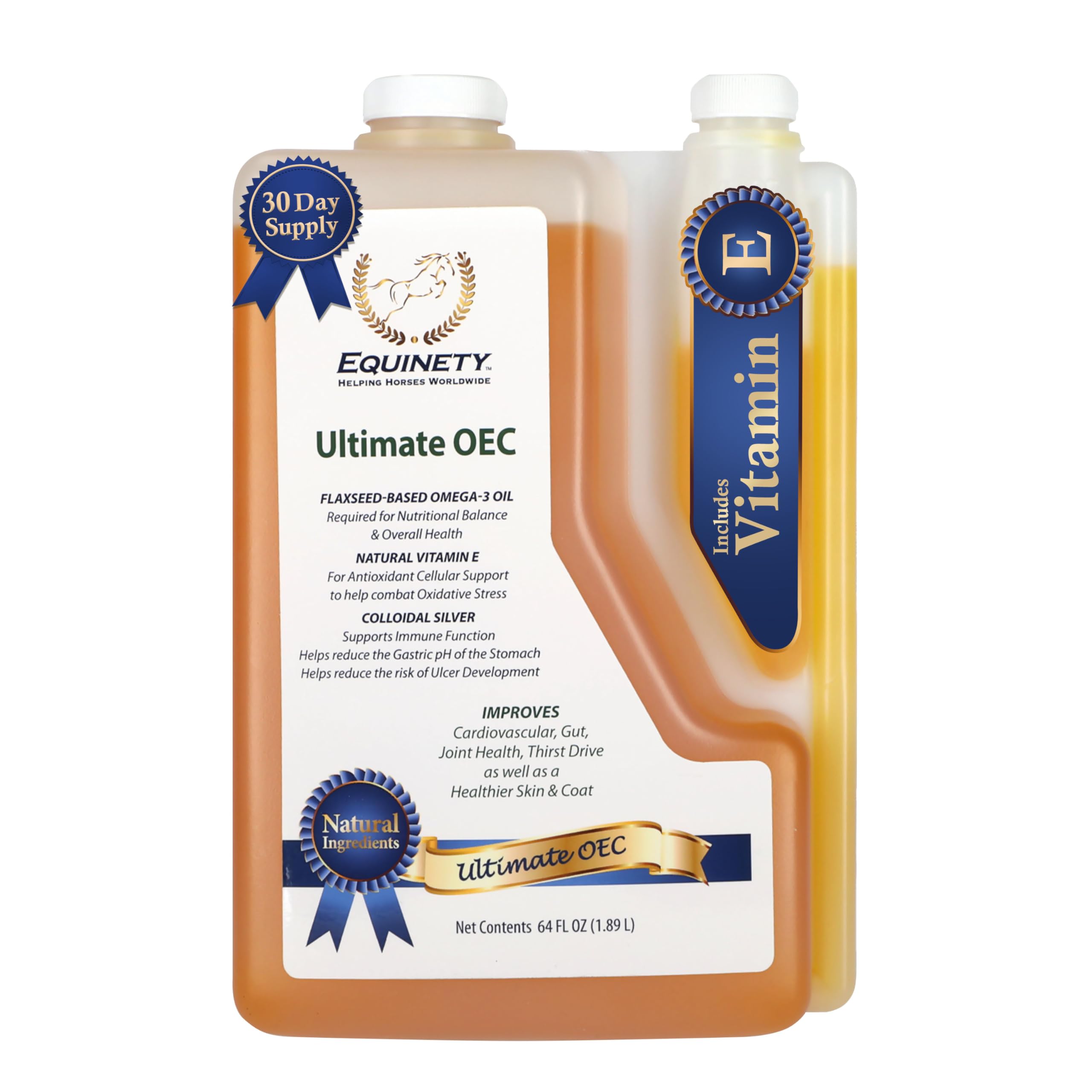 Premium OEC Horse Supplements - Omega 3 Flaxseed, Vitamin E & Coat Defense for Healthy Joints, Hooves & Shiny Coat | Vet-Approved Equine Supplement for Performance Horses & Senior Horses - Ideal for Training, Racing & Daily Care