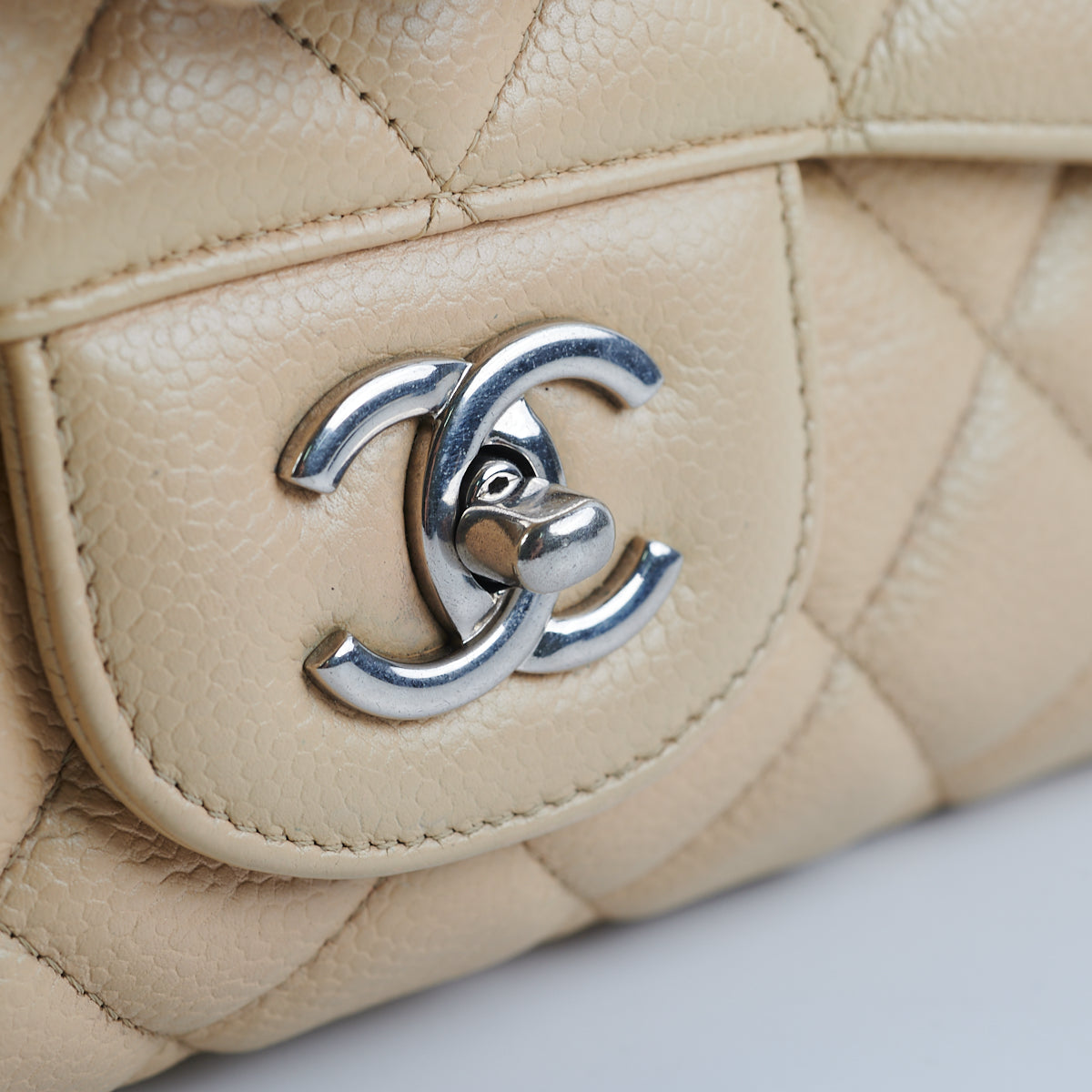 Chanel Classic Flap Jumbo Bag in Caviar Leather Beige - Luxury Designer Handbag for Women, Perfect for Parties, Work & Everyday Use