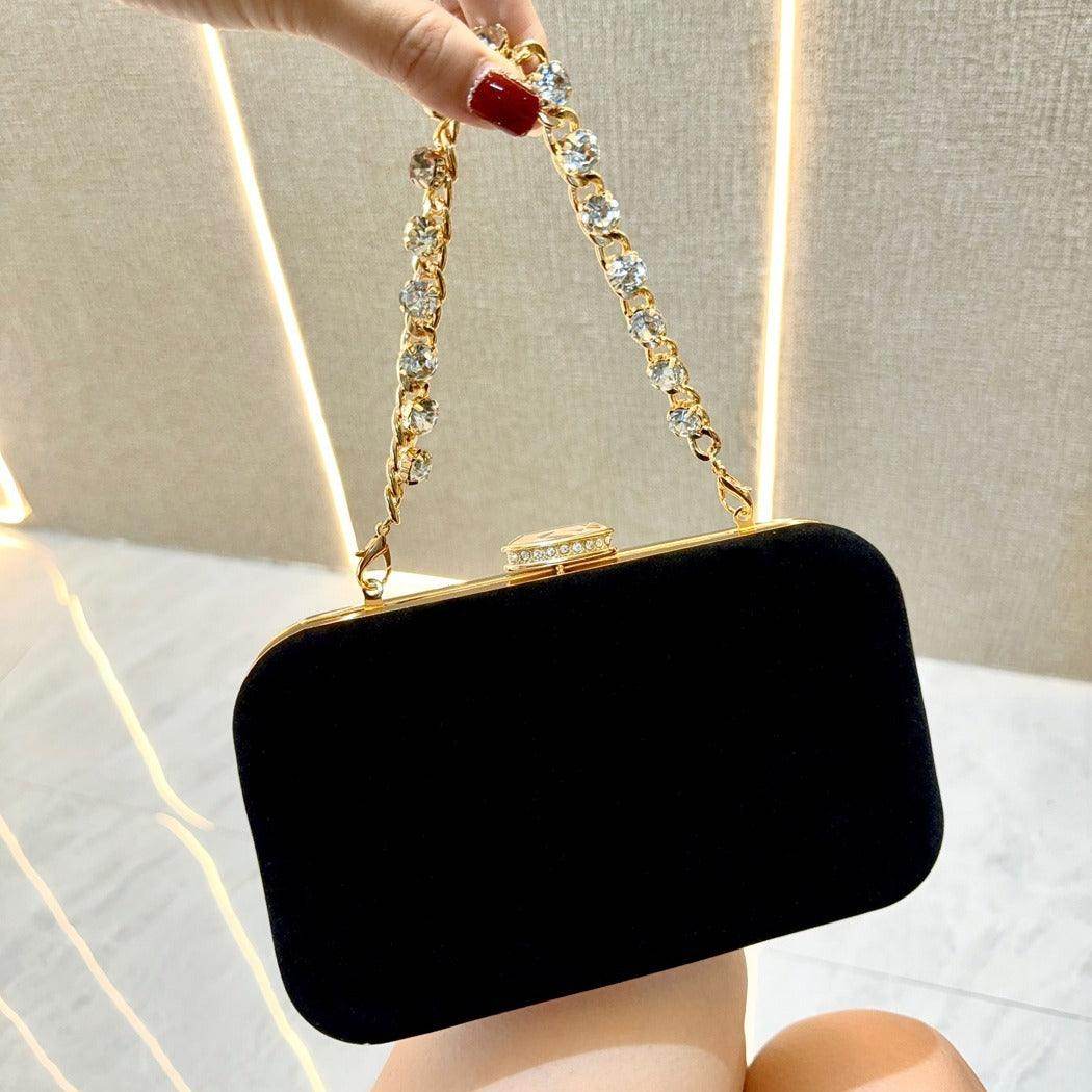 Evening Clutch Bag for Women - Diamond Encrusted Suede Crossbody Bag for Dinner Parties, Weddings & Special Events | Elegant & Stylish Accessory | 778944030967