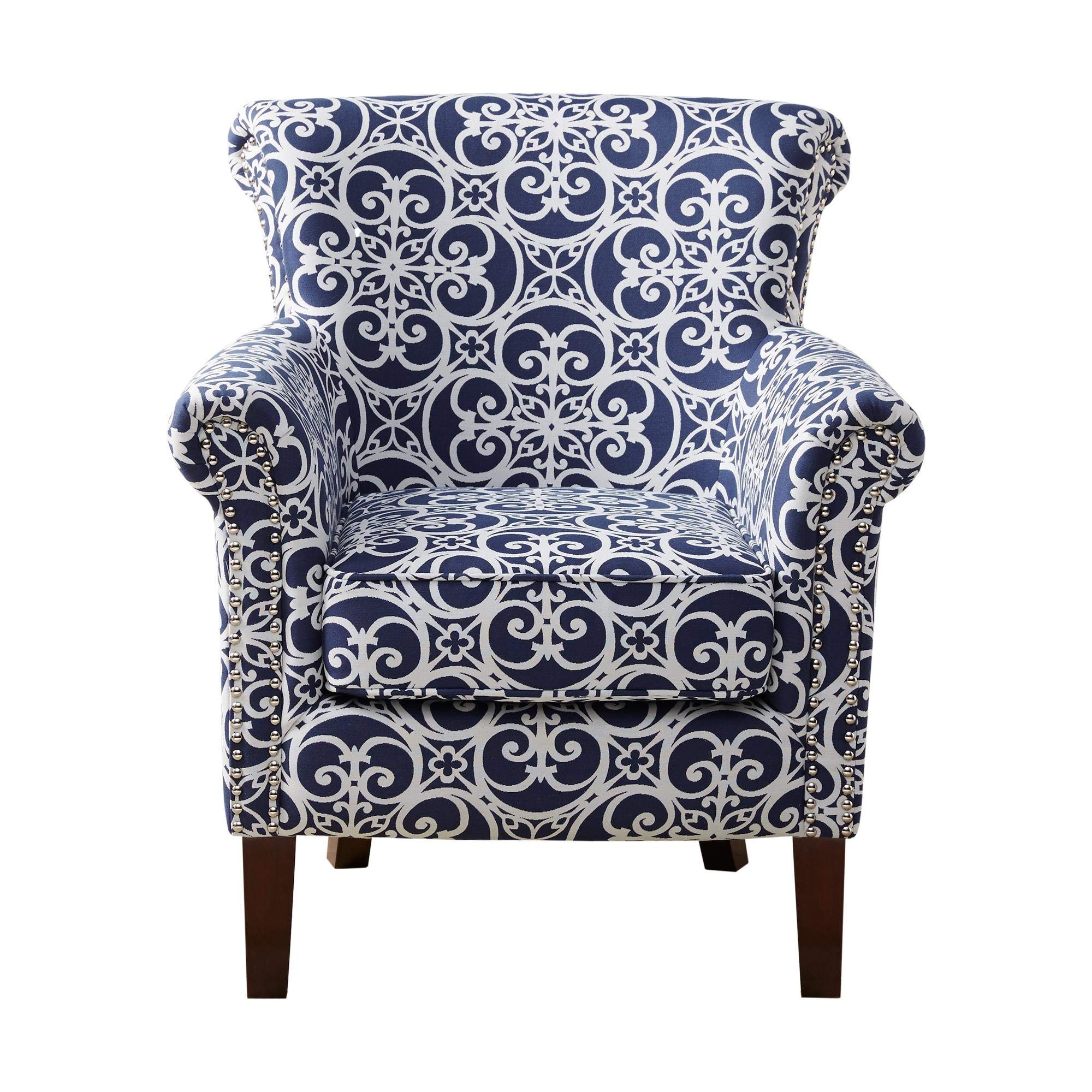 Madison Park Brooke Accent Chair - Navy Blue Upholstered Living Room Chair with Tufted Back, Comfortable Lounge Chair for Bedroom, Office, or Reading Nook - Perfect for Small Spaces and Home Decor