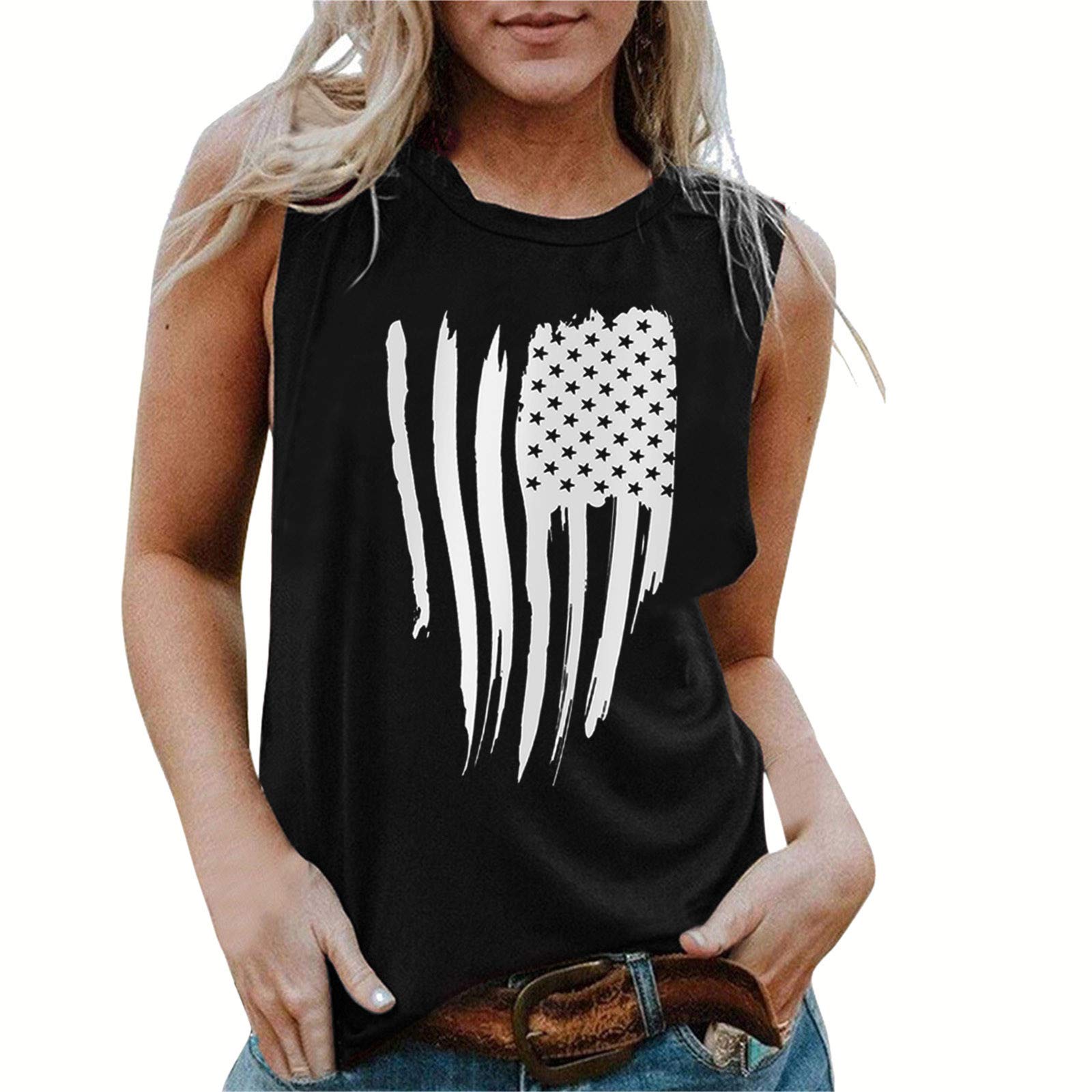Women's Summer Tops - American Flag Graphic Tank Tops for Women | Casual Wear, Beach Outfits & Patriotic Events
