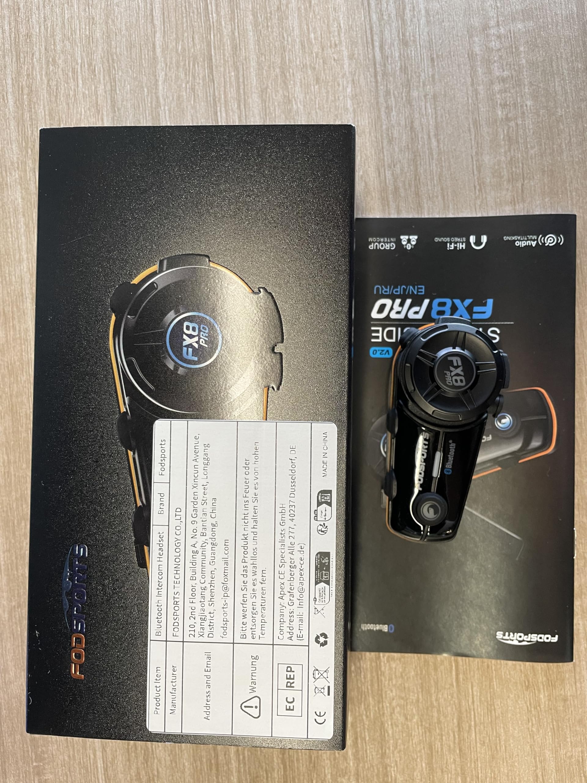 Fodsports FX8 Pro Motorcycle Bluetooth Headset - 8 Rider Intercom System with Dual-Chip Audio Mixing, Music Sharing, 3 Sound Modes & FM Radio | Ideal for Group Rides, Touring & Adventure Motorcycling
