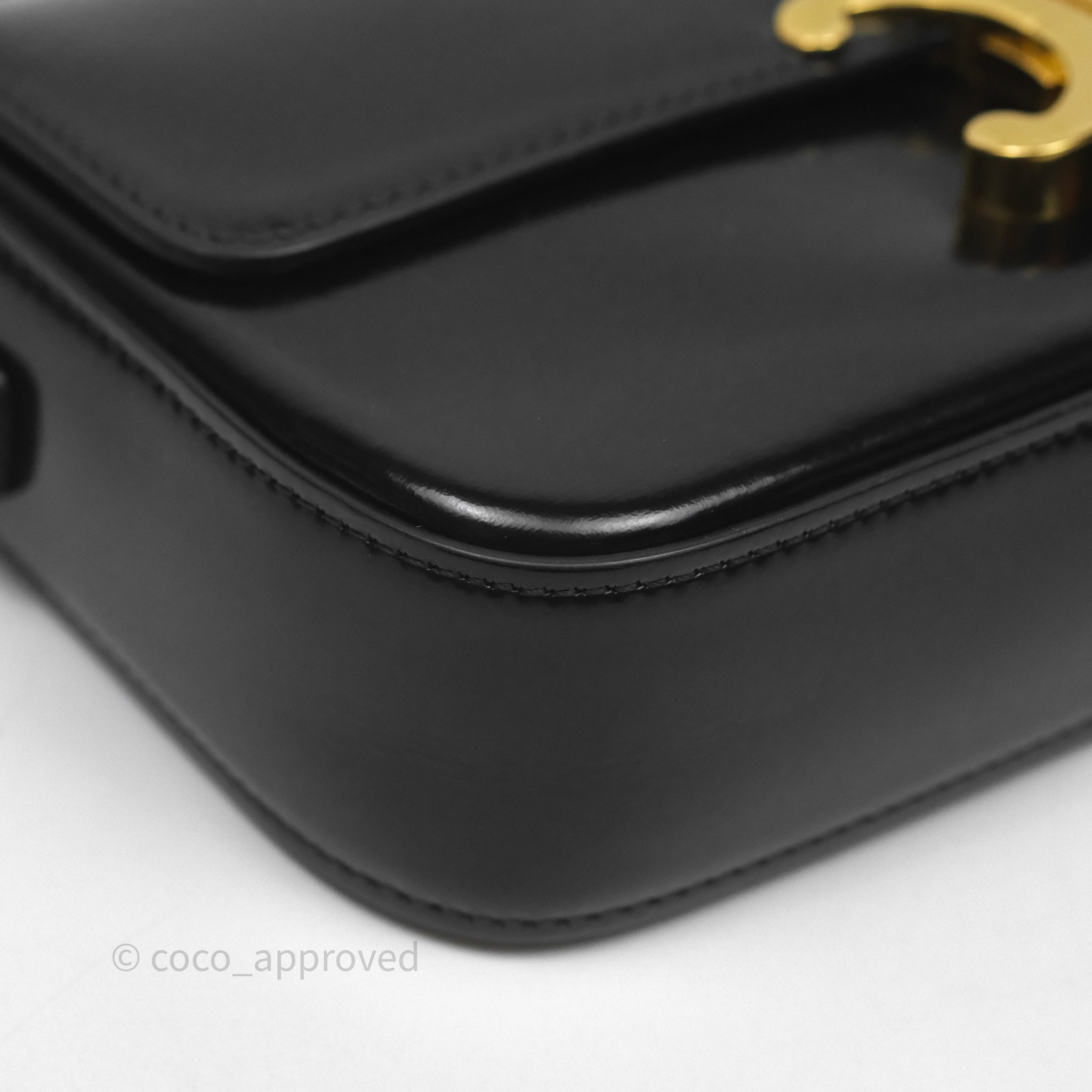 Celine Triomphe Shoulder Bag for Women - Black Shiny Calfskin Leather Crossbody Purse | Perfect for Work, Travel & Evening Events