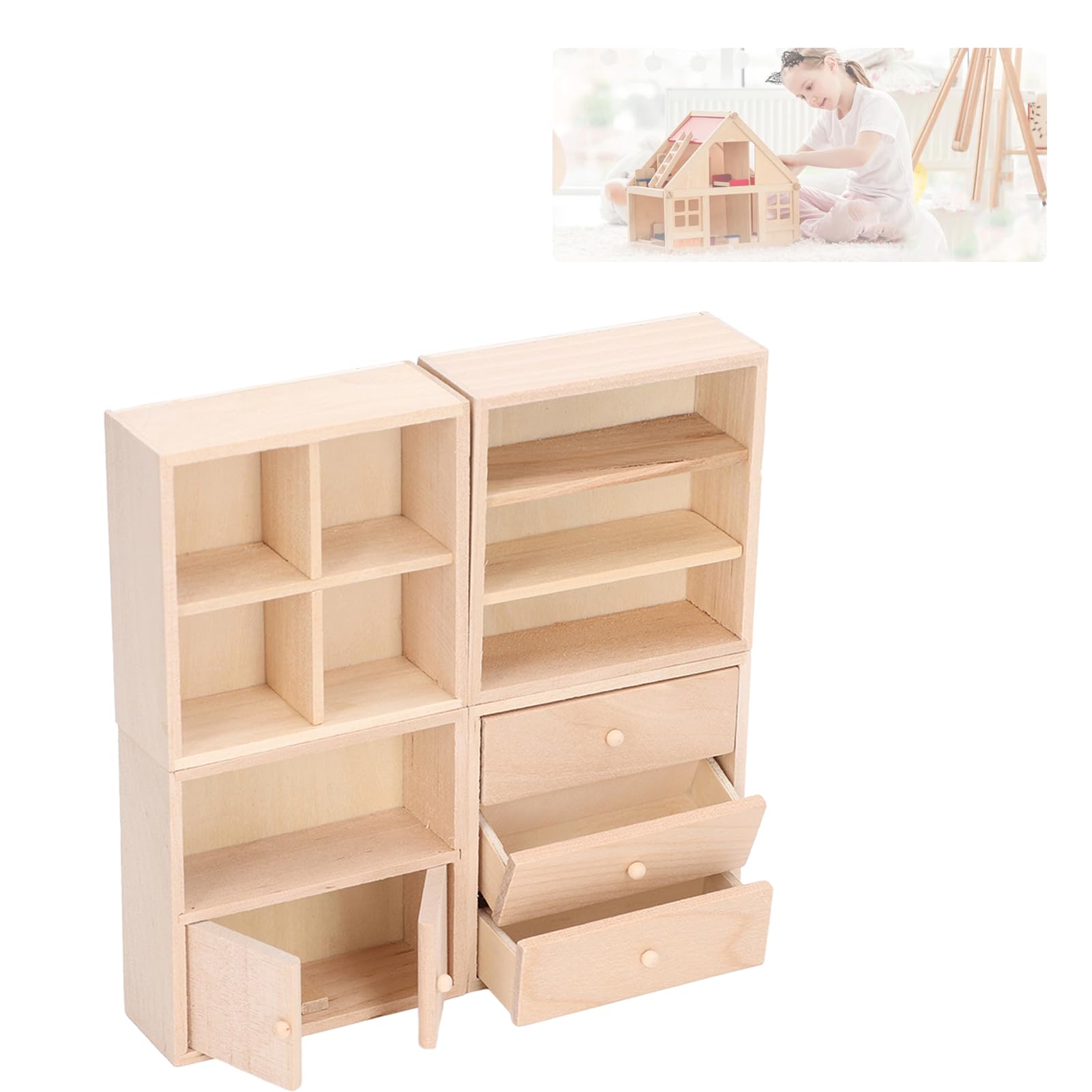 1:12 Scale Miniature Dollhouse Kitchen Cabinet Set - Antique Style Lifelike Miniature Furniture for Dollhouse Accessories | Perfect for Collectors, DIY Dollhouse Decor & Miniature Scene Displays