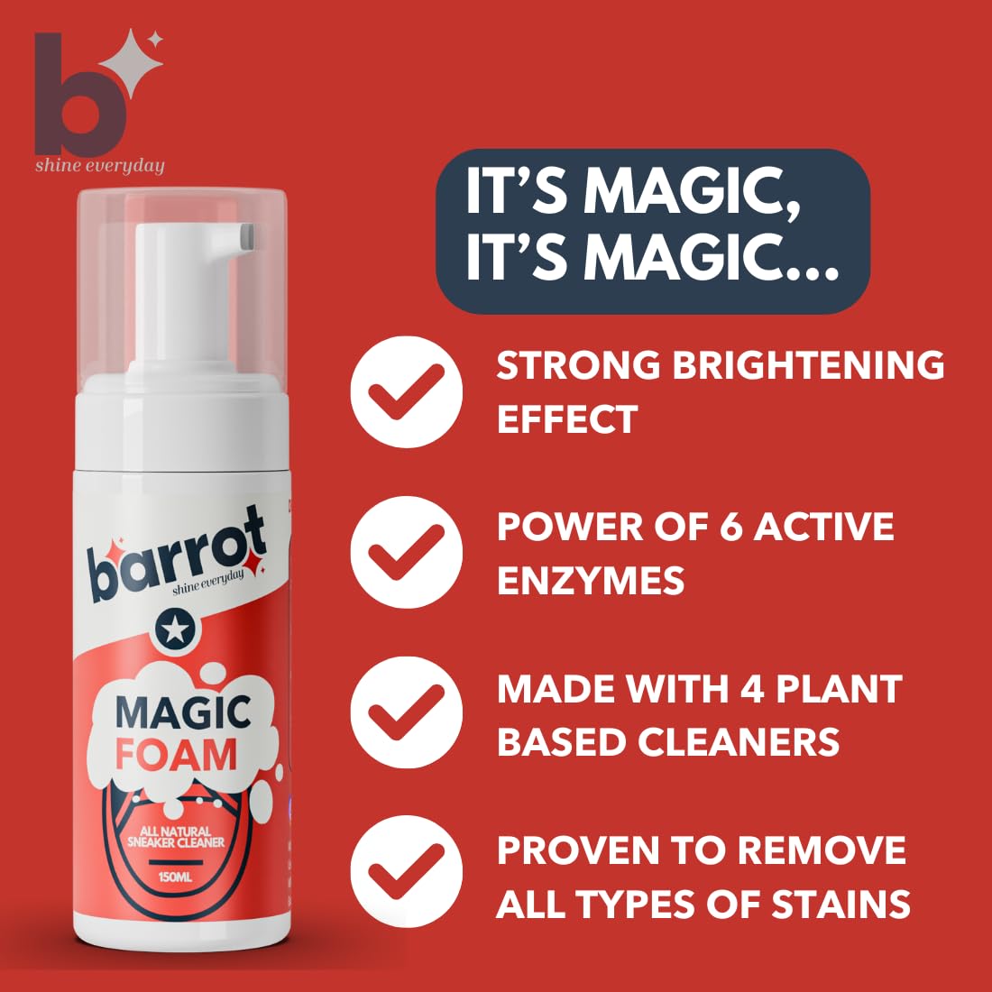 BARROT White Sneaker Cleaning Kit - Magic Foam & Brush for Sneakers, Sports Shoes | Perfect for Daily Shoe Care