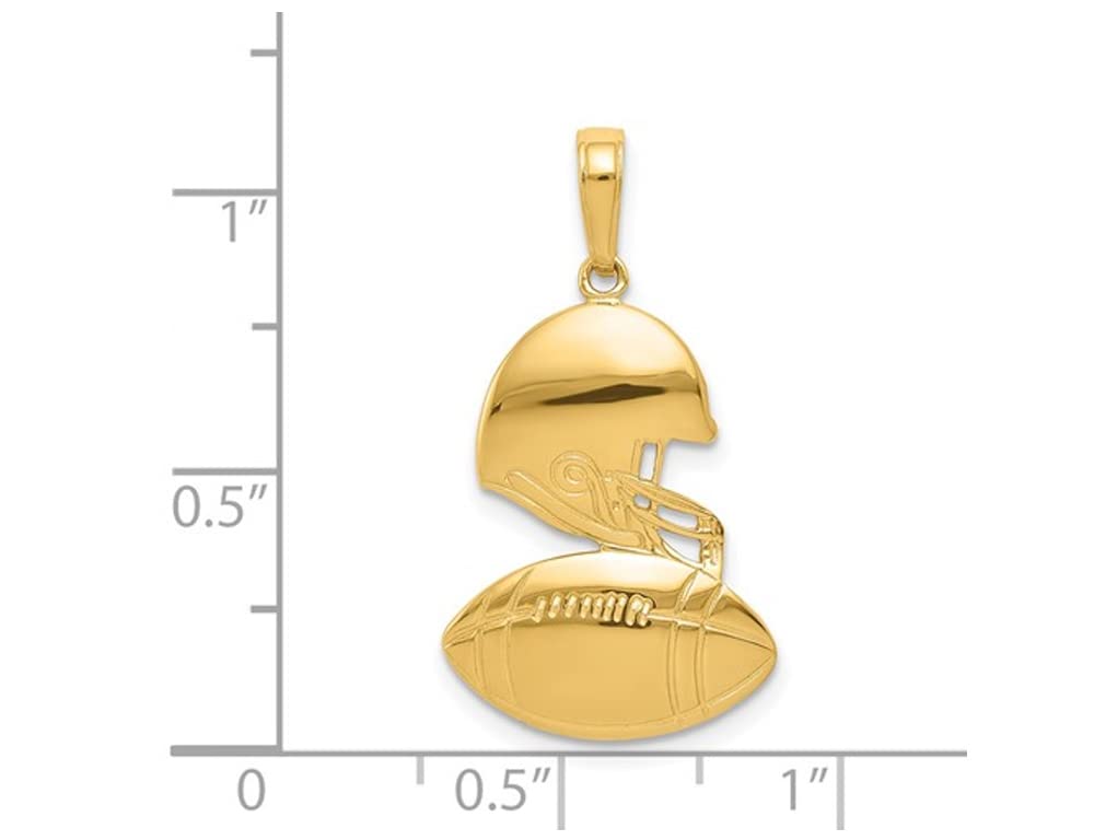 14K Yellow Gold Football & Helmet Charm Pendant Necklace for Men - Perfect Gift for Sports Fans, Game Day Jewelry, Football Player Appreciation Gift