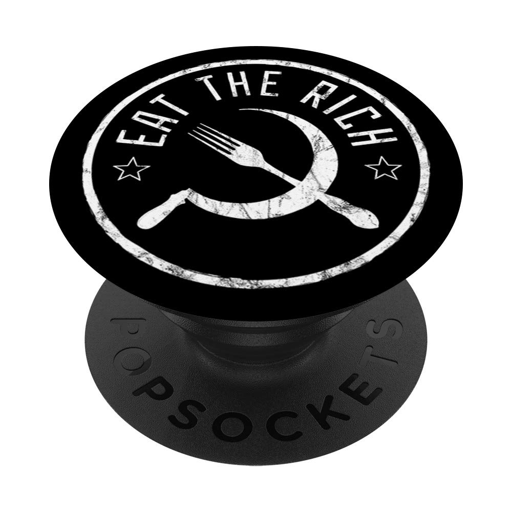 EAT THE RICH Anti-Capitalism Phone Grip with Socket - Perfect for Protest Accessories, Political Activism & Phone Protection
