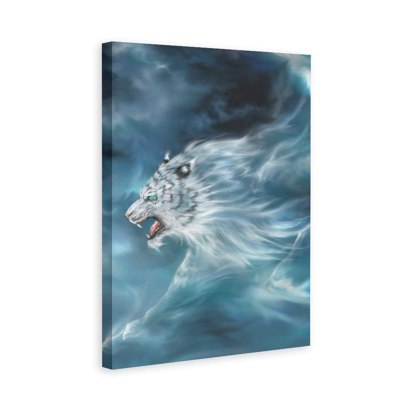 White Tiger Mist Canvas Poster - 8x12 Inches (20x30cm) Wall Art Decor Print for Living Room, Bedroom, Office - Perfect Gift for Home Decor & Sports Landscape Enthusiasts - Ideal for Housewarming, Birthday Presents & Interior Design