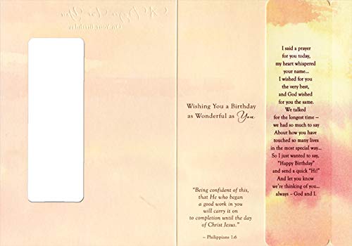 Designer Greetings Praying Hands Religious Birthday Card - Yellow Die Cut with Detachable Bookmark - Perfect for Christian Celebrations, Baptisms & Spiritual Gifts