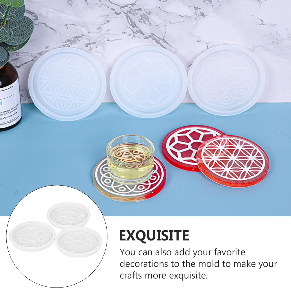 BESPORTBLE 3Pcs Round Silicone Coaster Molds for Resin Casting - DIY Epoxy Coaster Making Kit for Home Decoration, Wedding Favors, and Table Setting Accessories