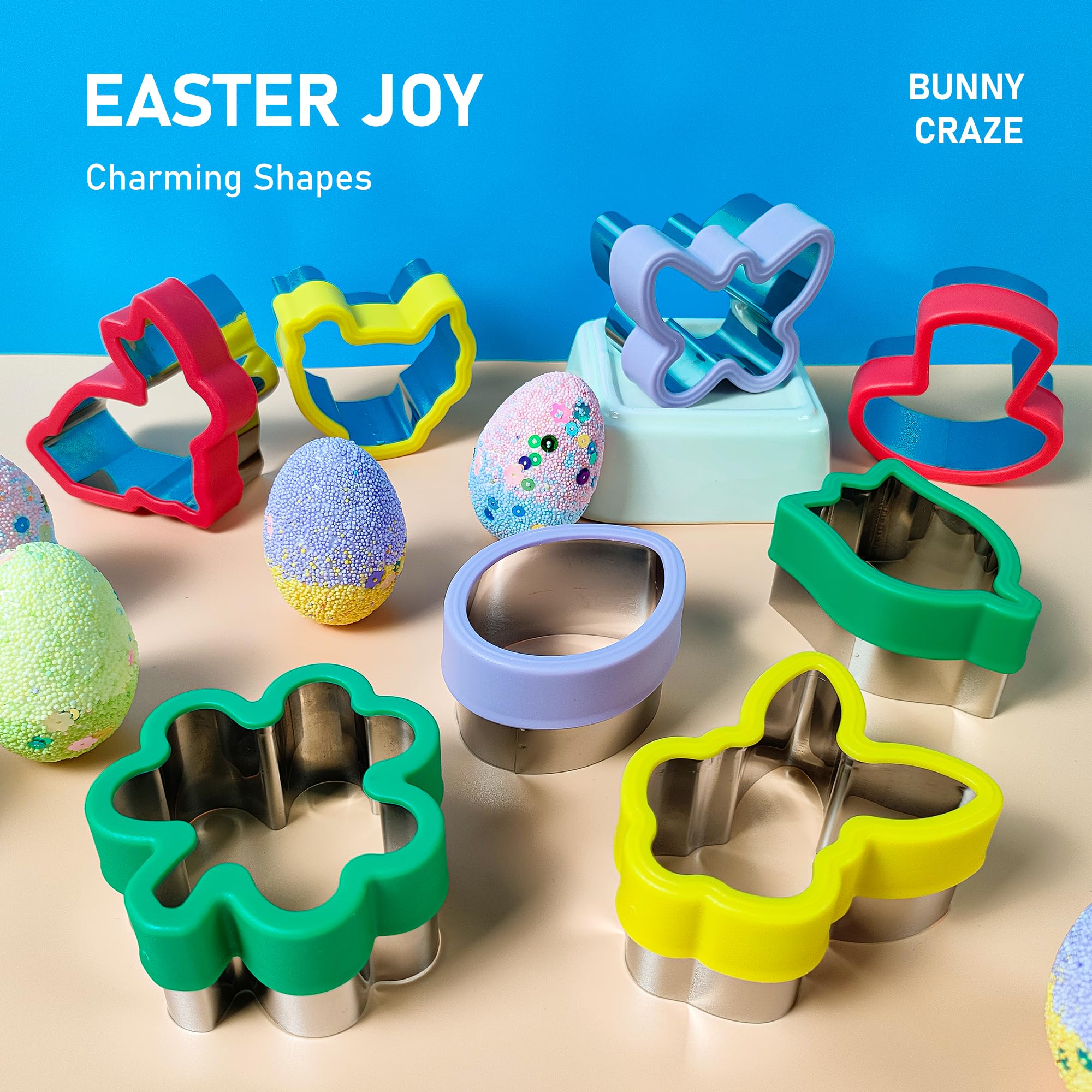 8 Pcs Stainless Steel Cookie Cutters Set - Bunny, Chick, Butterfly & More Animal Shapes for Baking Cookies, Biscuits, Uncrustables | Perfect for Kids Parties, Holiday Treats & DIY Dessert Decorations