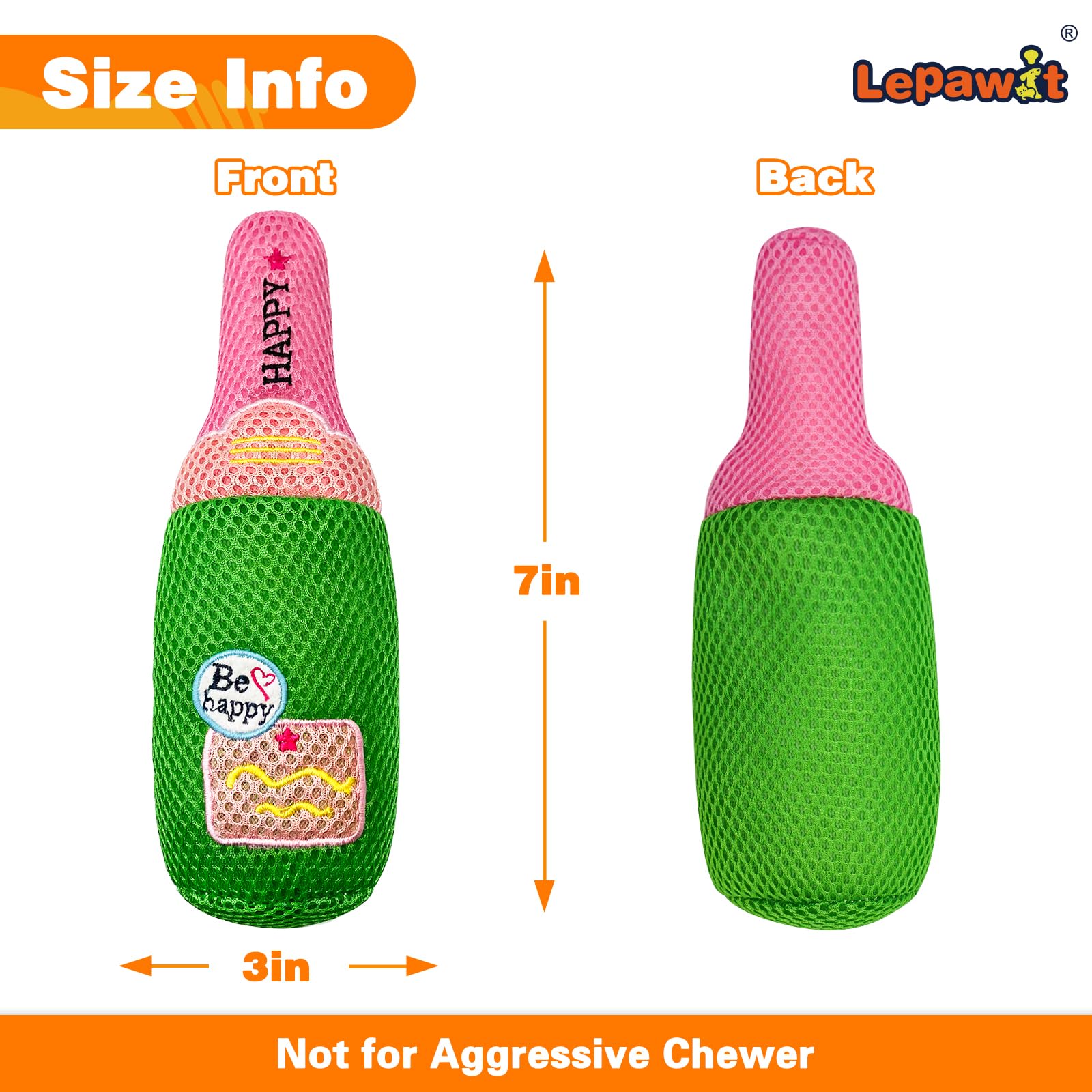 Durable Squeaky Dog Toys for Small & Medium Dogs - Floating Chew Toys with Mesh for Teeth Cleaning, Fun Champagne-Themed Pet Gifts - Perfect for Pool Play, Training & Dental Health