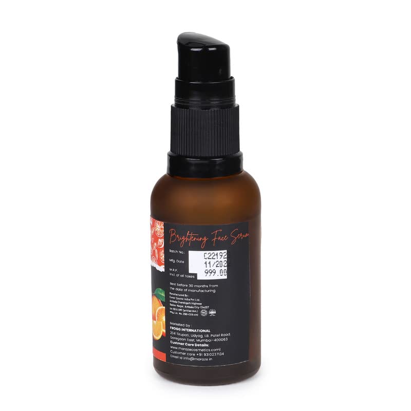 Moraze Vitamin C + Niacinamide Face Serum for Wrinkles & Fine Lines - Brightening Anti-Aging Treatment with Aloe Vera & Orange Extract | Fragrance Free 30ml | Perfect for Daily Skincare Routine & Nighttime Hydration
