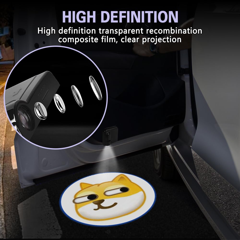 2PCS Universal Car Door Projector Lights - LED Ghost Shadow Welcome Lights for Cars, Trucks & SUVs | Wireless Logo Projector for Door Step Lighting | Perfect for Nighttime Safety & Custom Style