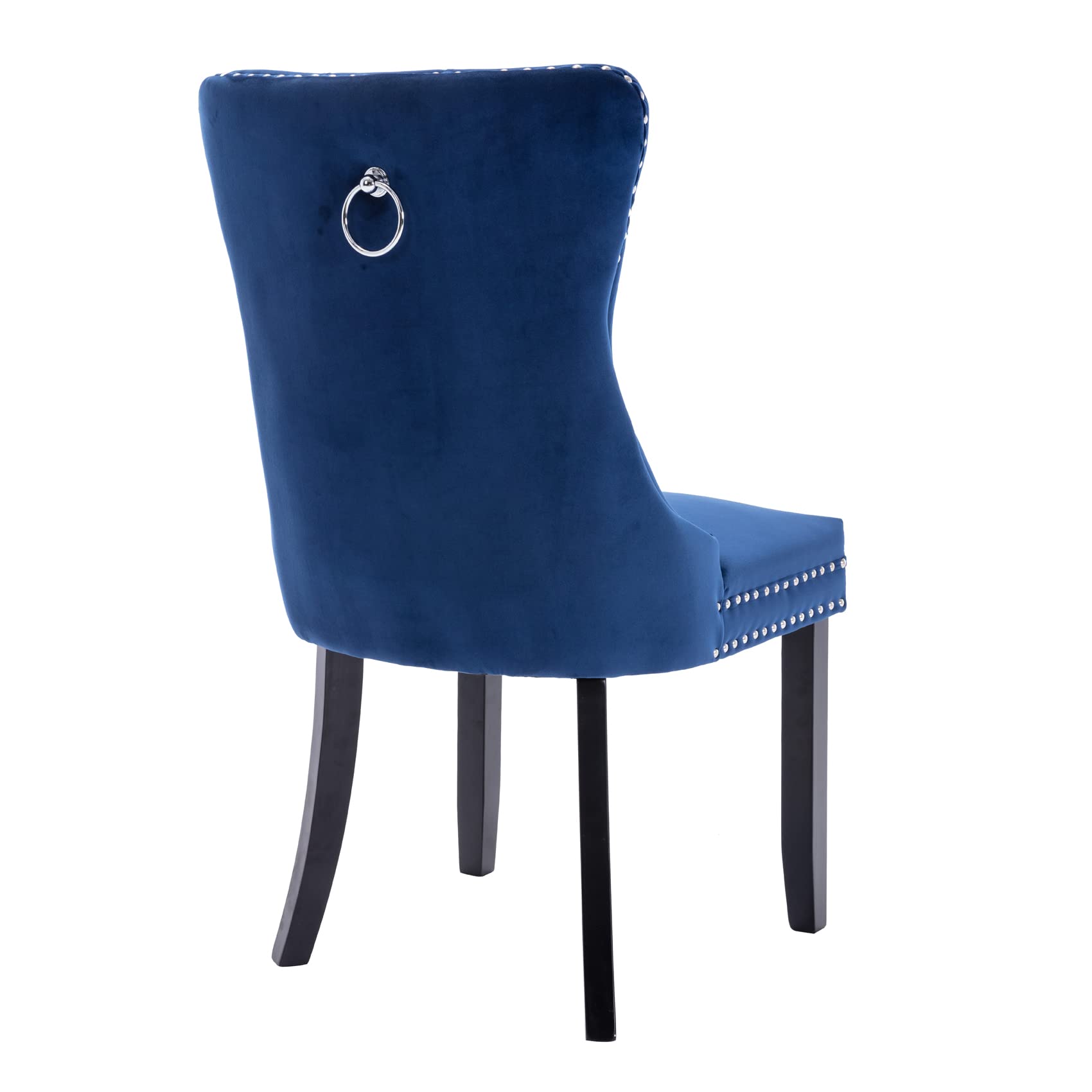 Aoowow 2-Piece Velvet Upholstered Dining Chair Set - Wingback Armless Side Chairs with Button Tufted Design & Solid Wood Legs for Kitchen, Dining Room - Elegant Blue Velvet Seating for Home Decor & Entertaining