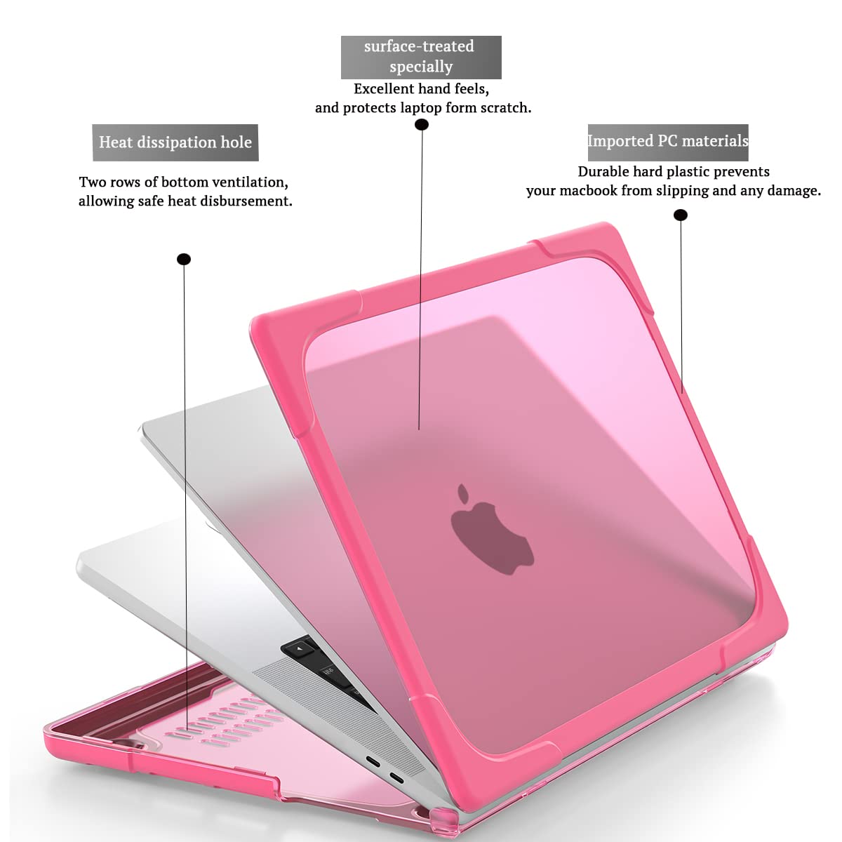 Shockproof Hard Shell Case for MacBook Air 13 inch (M1/A2337/A2179/A1932 2018-2020) with Kickstand - Includes Keyboard Cover, Screen Protector & USB-C Adapter - Pink | Perfect for Work, Travel & School Protection
