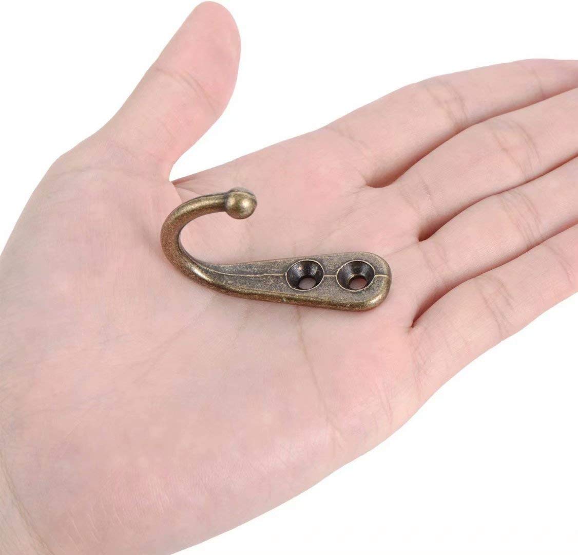 30 Pack Heavy Duty Wall Mounted Coat Hooks - Rustic Bronze Robe Hangers with 60 Screws for Bathroom, Kitchen, Garage & Entryway - Durable Clothes Hooks for Jackets, Hats, Bags & Towels Organization