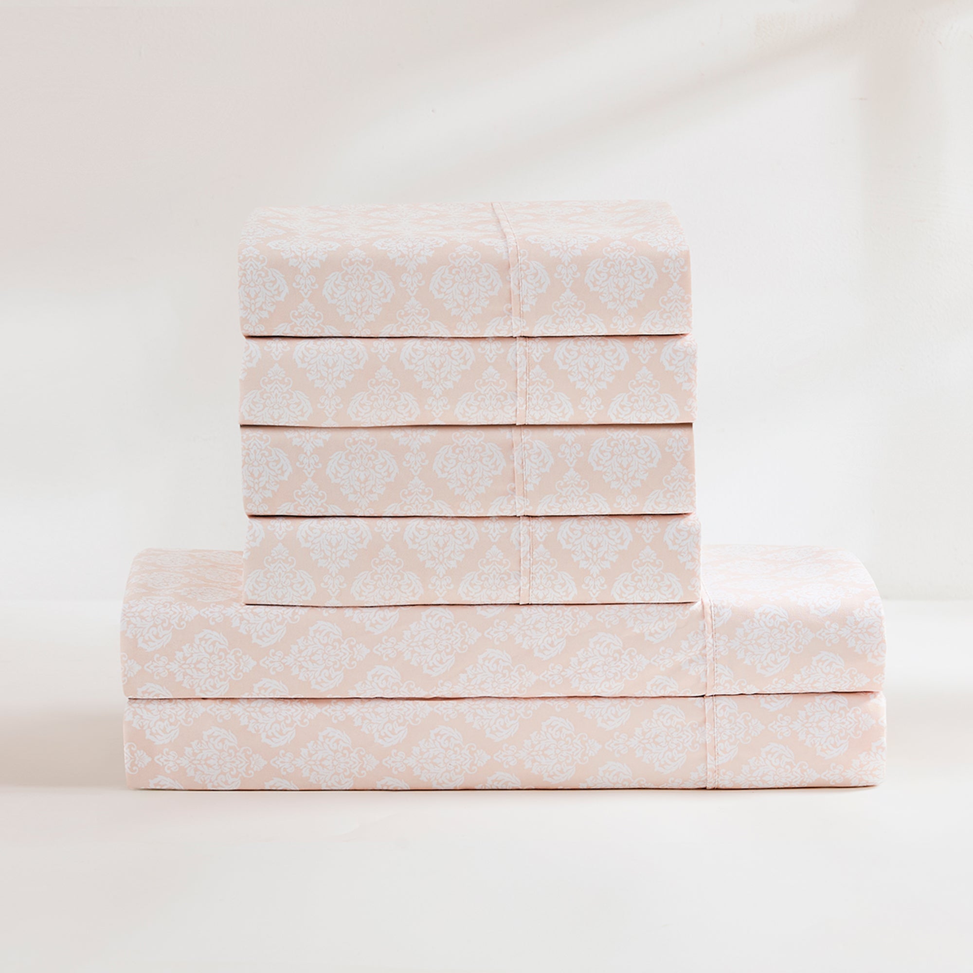 Luxury Romer Damask Sheet Set - 100% Cotton, King Size, Wrinkle-Free - Perfect for Master Bedroom, Guest Room & Hotel Use