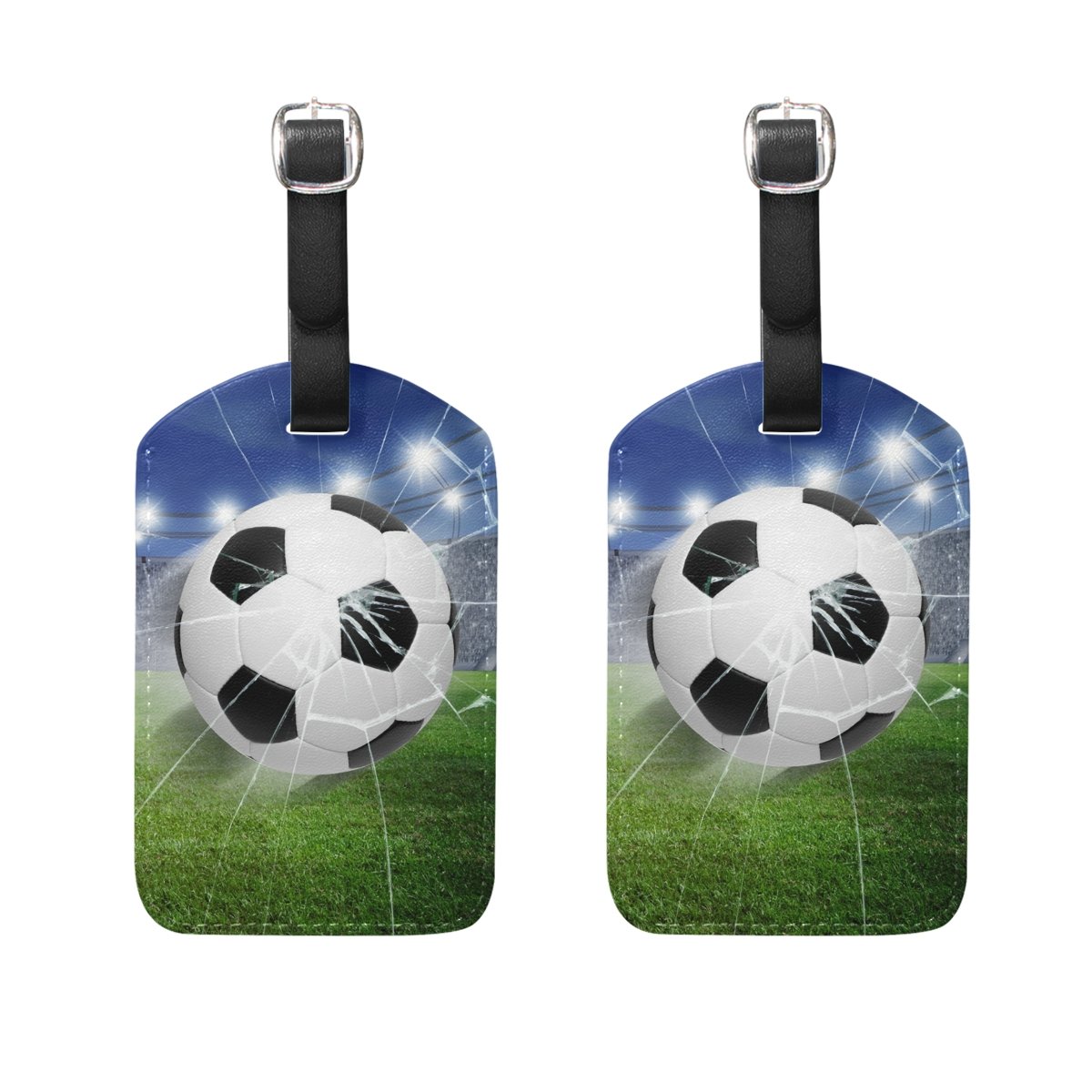 3D Soccer Luggage Tags for Men & Boys - ZOEO Travel Suitcase ID Baggage Labels (2-Pack) - Perfect for Airports, Sports Trips & Vacation Identification