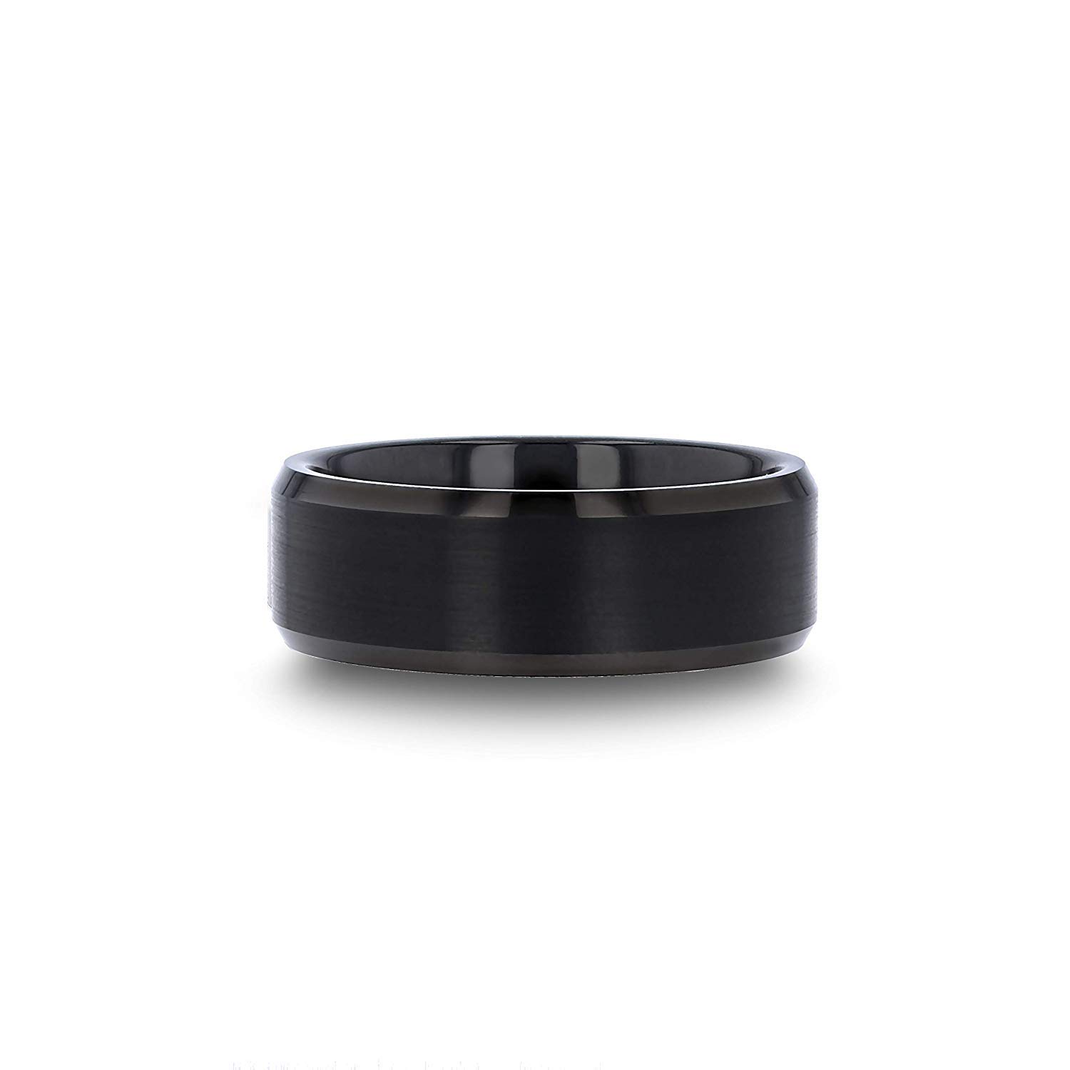 Elise | Black Tungsten Wedding Band for Men | 6mm-10mm Custom Engraved Ring with Polished Beveled Edges & Brushed Finish | Durable Tungsten Carbide Ring for Engagement, Anniversary & Everyday Wear