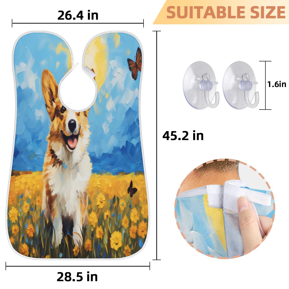 Men's Oil Painting Dog Beard Shaving Bib - Waterproof Hair Dye Apron for Barbers & Artists, Sink Hair Catcher for Beard Trimming & Lineup - Perfect Salon & Home Grooming Accessory (Great Gift for Men)
