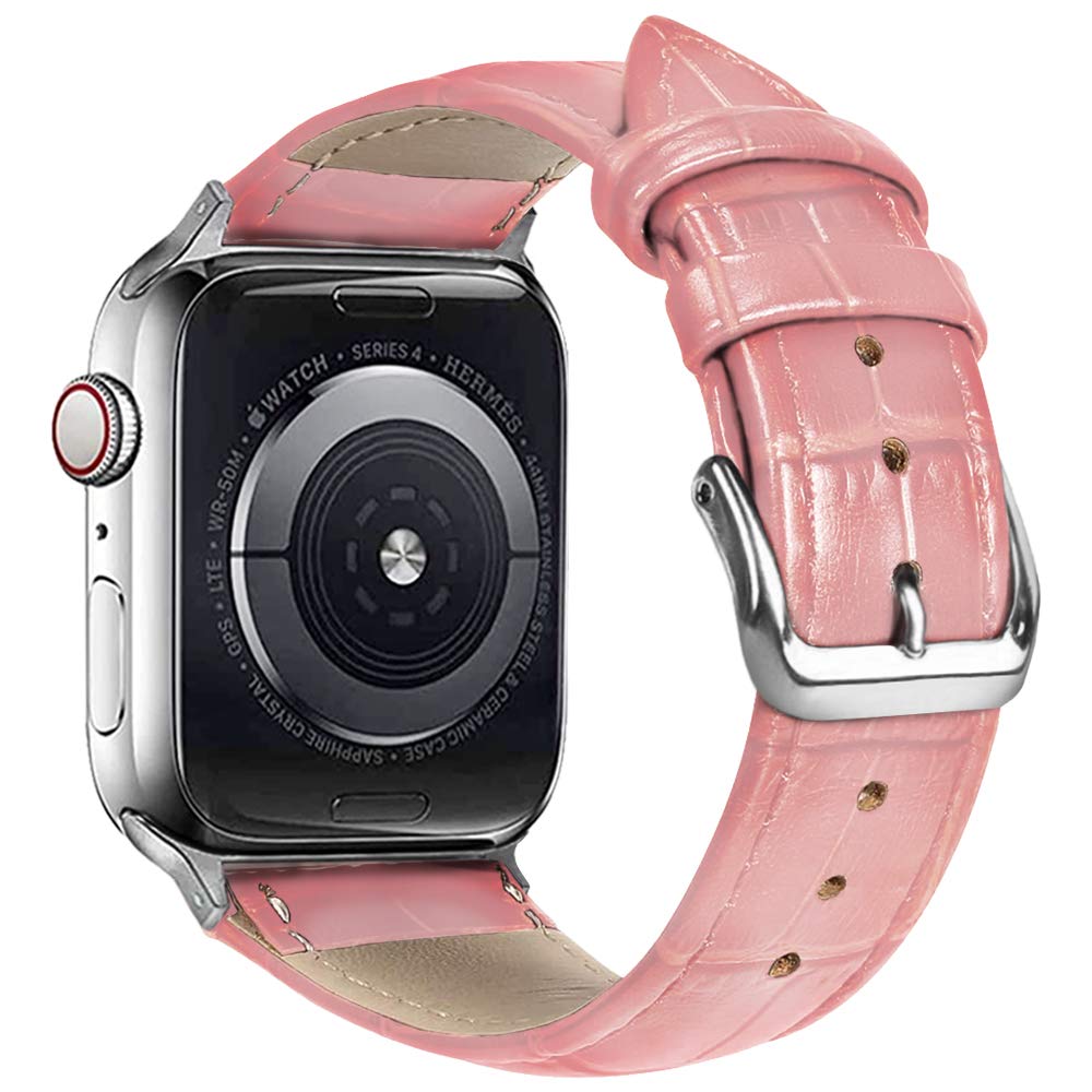 Premium Alligator Leather Apple Watch Band - Compatible with Series 10/9/8/7/6/5/4/3, Ultra 2 & SE - 49mm 46mm 45mm 44mm 42mm 41mm 40mm 38mm - Stylish Bicolor Replacement Strap for Men & Women - Perfect for Work, Gym & Everyday Wear