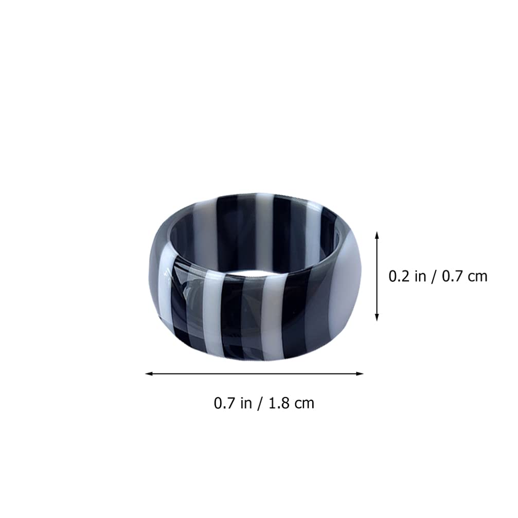 Holibanna 4-Piece Striped Multicolor Resin Knuckle Rings Set - Trendy Fashion Statement Rings for Women - Perfect for Parties, Festivals & Everyday Wear