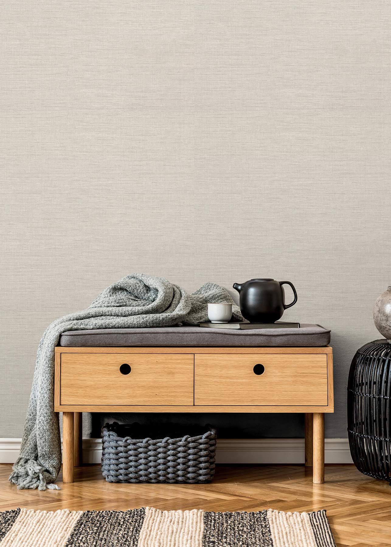 Premium Essence Cream Linen Texture Wallpaper - Self-Adhesive Peel & Stick Wallpaper for Bedroom, Living Room, Office - Easy to Install & Removable Home Decor