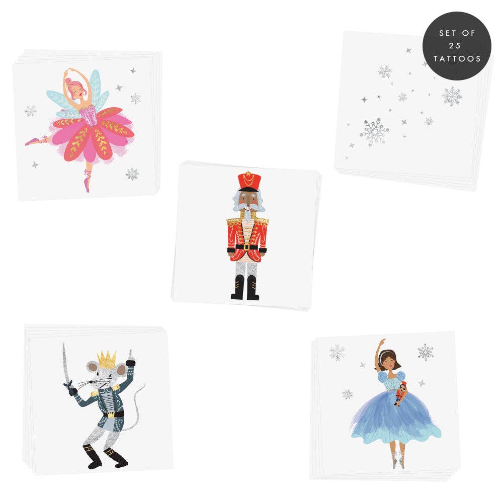 Festive Nutcracker Holiday Temporary Tattoos - Christmas Party, Gift Exchange & Winter Celebration Body Art