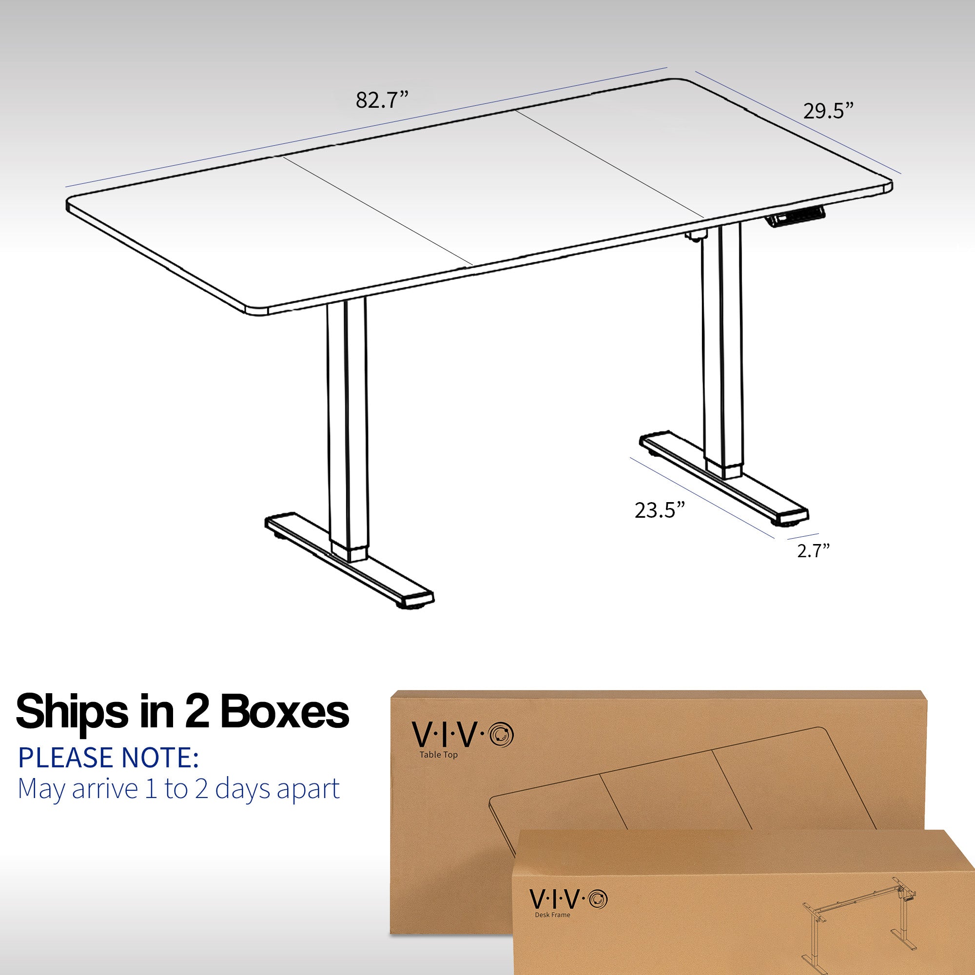 1B Split Top Series Single Motor Electric Standing Desk with Push Button Memory Controller - Perfect for Home Office, Gaming & Study Workspace