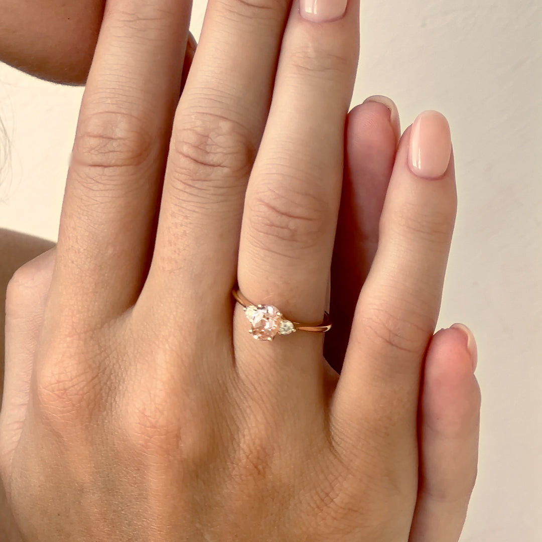 Morganite and Diamond Engagement Ring 14K Rose Gold for Women - Elegant Wedding, Anniversary, or Promise Ring - Perfect for Proposals, Bridal Jewelry, and Special Occasions
