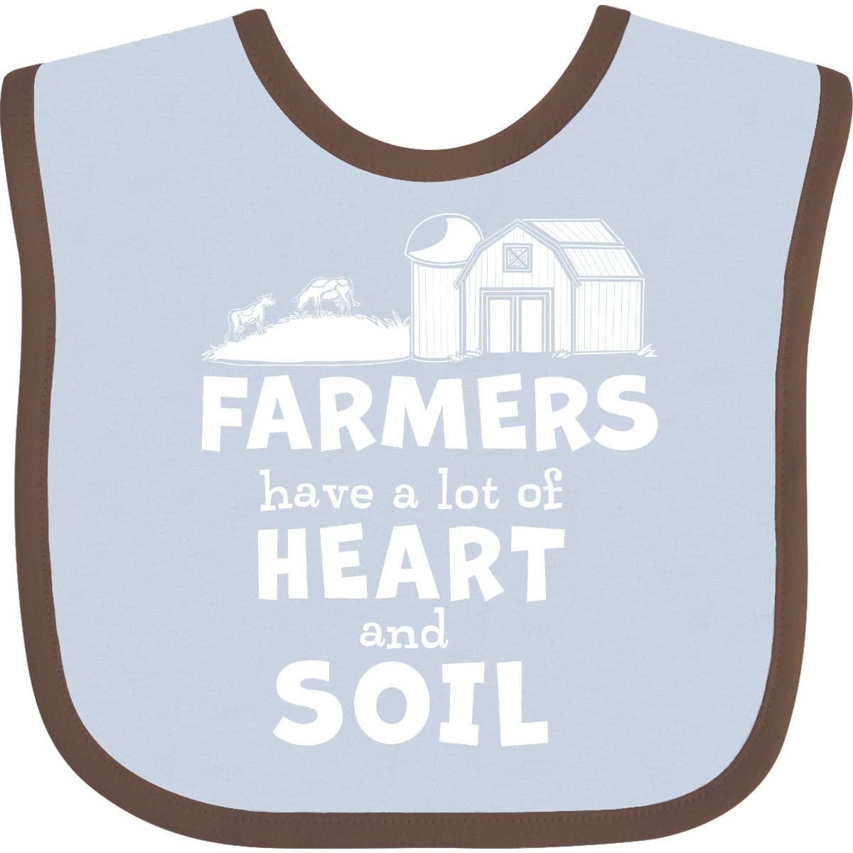 Inktastic Farmers Have a Lot Of Heart and Soil Baby Bib - Soft Cotton Drool Bib for Infants - Perfect for Feeding, Playtime & Photo Shoots