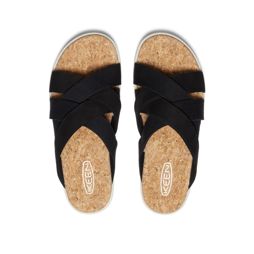 Women's Elle Mixed Slide Sandals - Black/Birch Color | Comfortable Summer Slides for Beach, Pool & Casual Wear