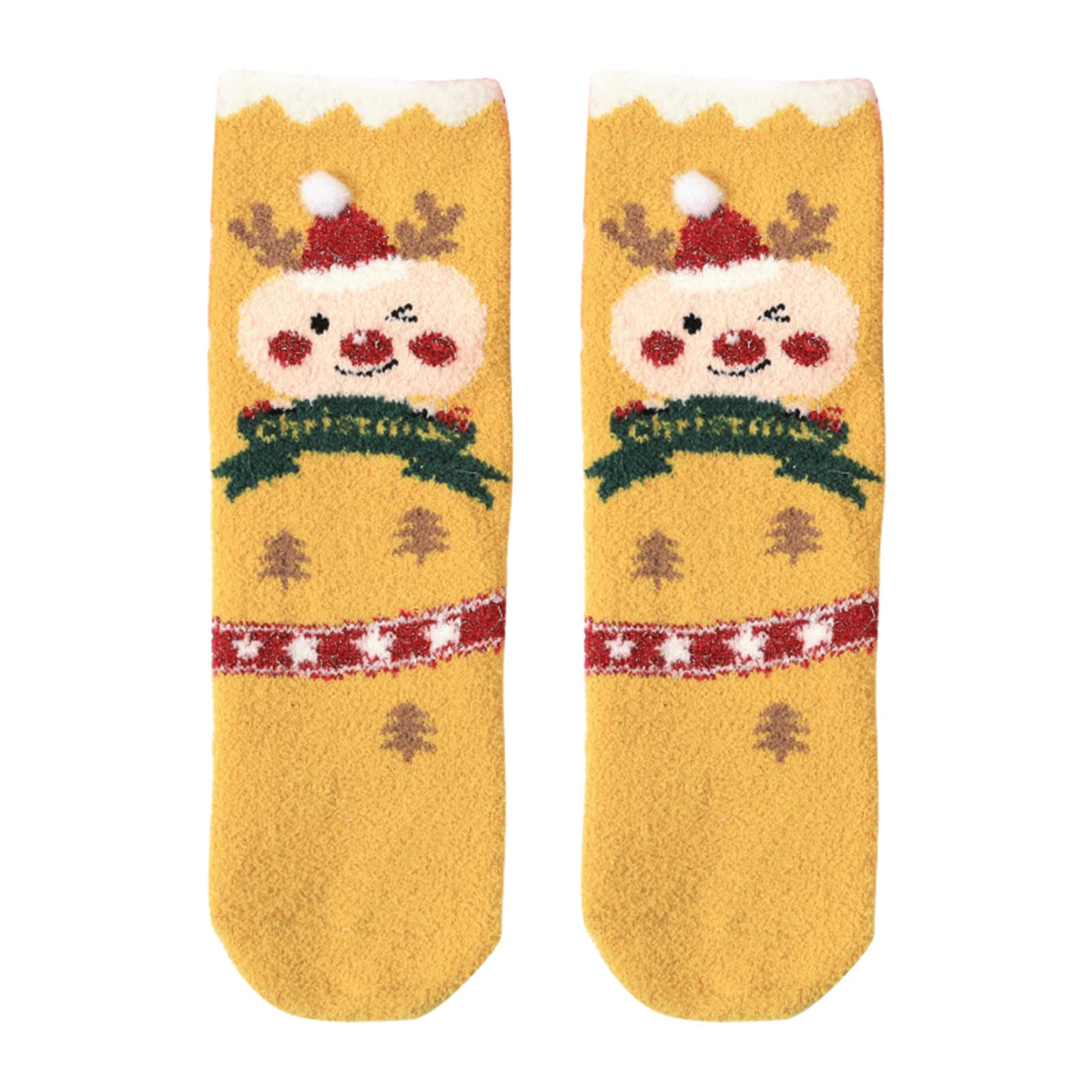 Men's Cushioned Quarter Socks - Christmas Baby Coral Pattern Warm Cartoon Socks for Kids, Parents & Family - Cozy Winter Socks for Indoor Activities, Holiday Gifts & Casual Wear