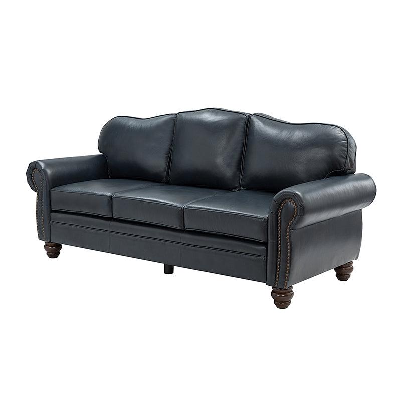 Flavio 81 Genuine Leather Sofa - Premium Full Grain Leather Couch for Living Room, Lounge & Office - Comfortable Modern Sectional Sofa with Sturdy Wood Frame